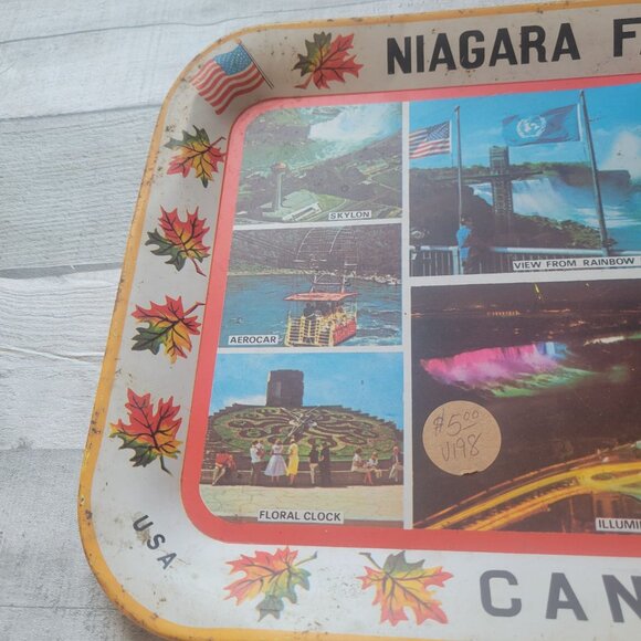 Vintage Niagara Falls Canada Souvenir Metal Tray - Picture 2 of 8
